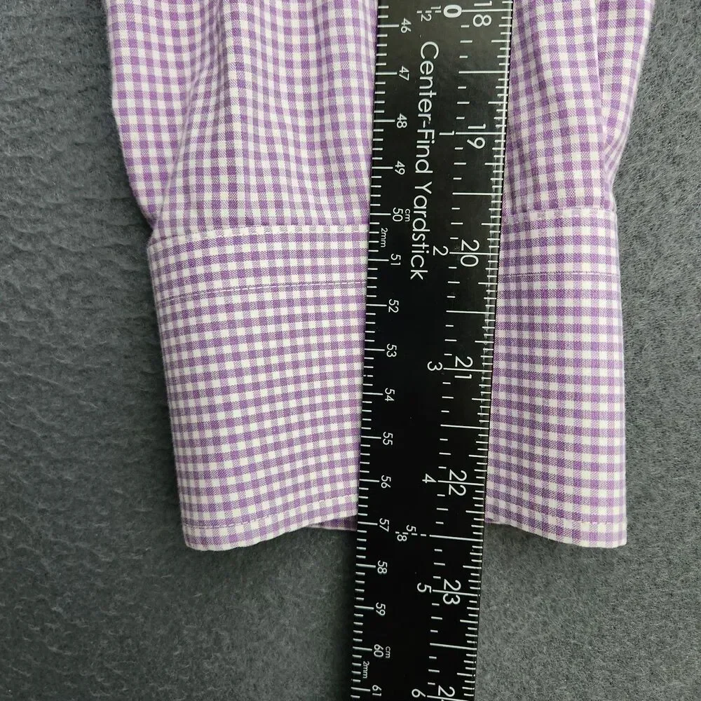 Lauren Ralph Lauren Shirt Men 16.5 Purple Check Classic Fit Non Iron Button Down